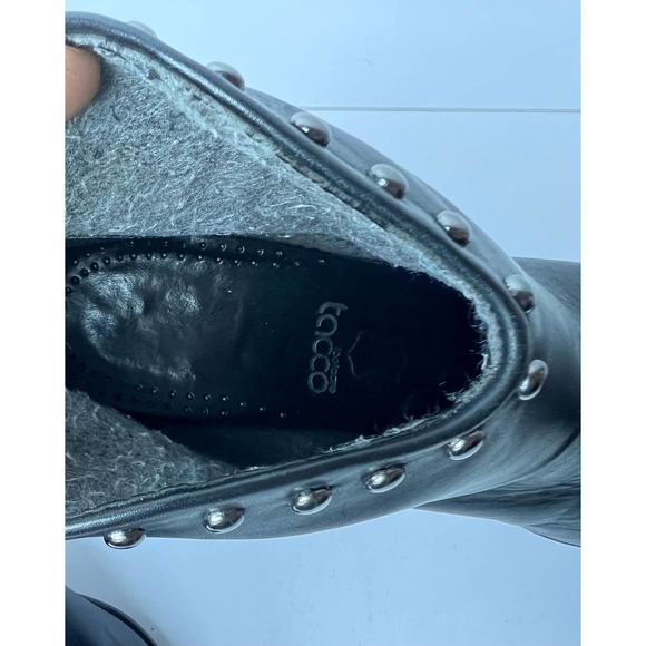 B Makowski studded boogie heels size 9 black silver leather QUINCY - Picture 7 of 8